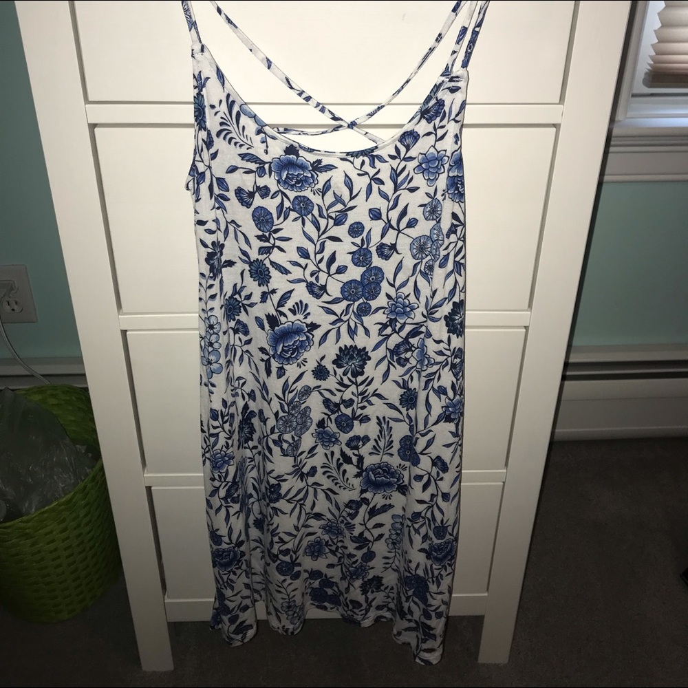 White and blue floral dress
